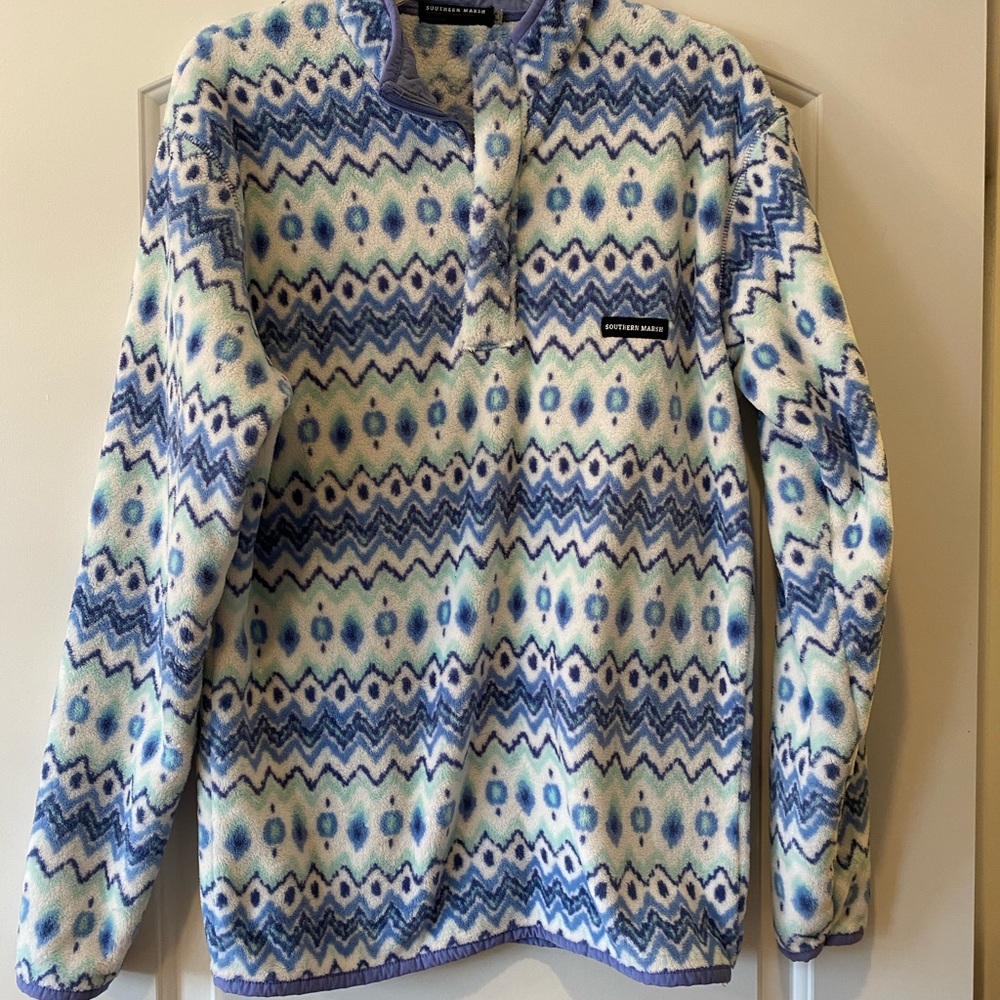 Southern marsh fleece pullover pocket coastal wear